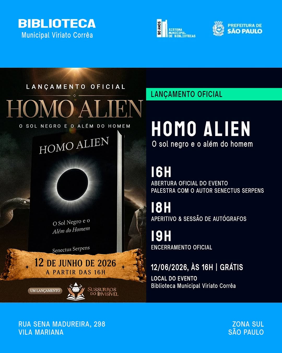 Lançamento do livro Homo Alien – O Sol Negro e o Além do Homem