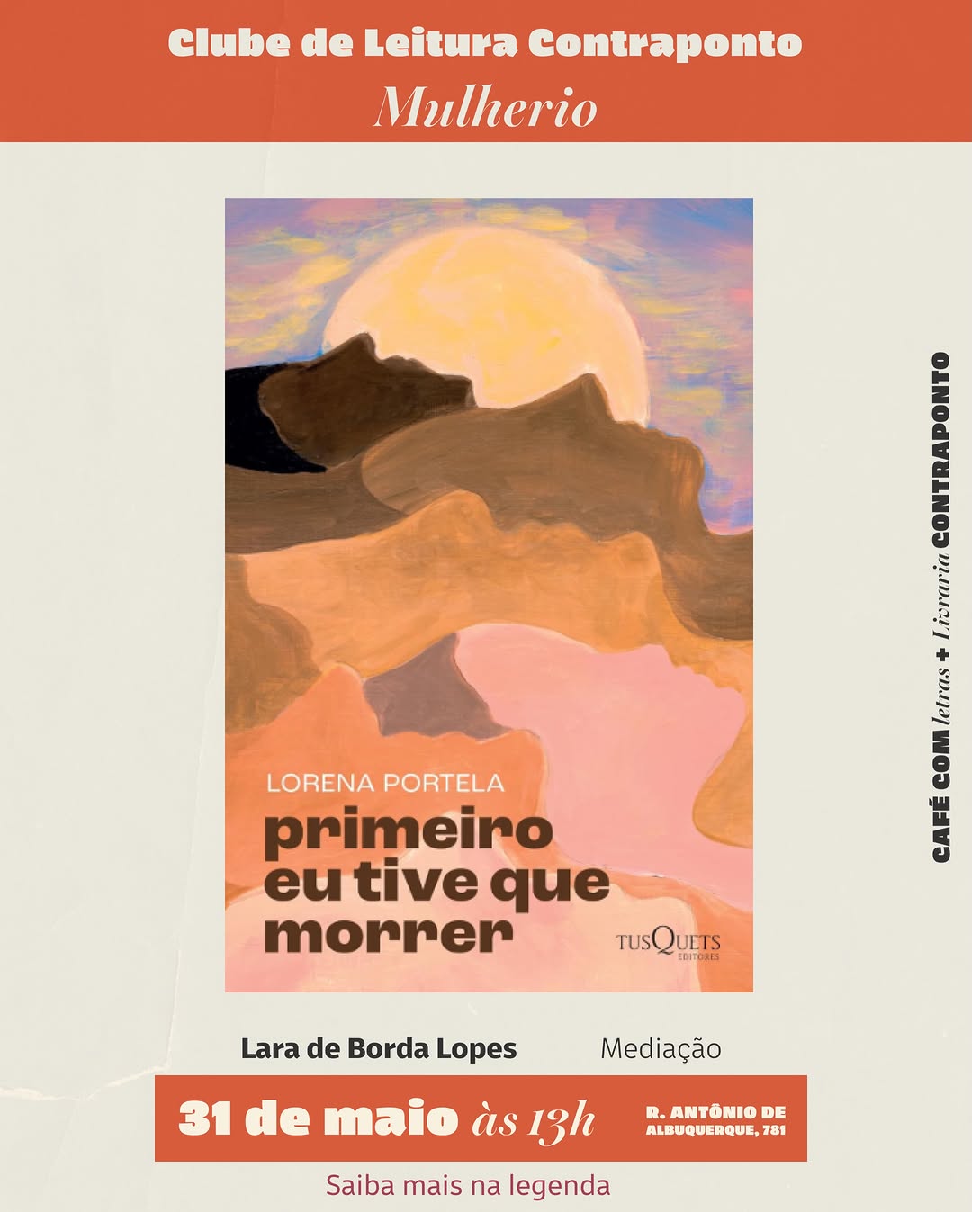 Clube de Leitura: Primeiro eu tive que morrer — Café Com Letras, Savassi, Belo Horizonte