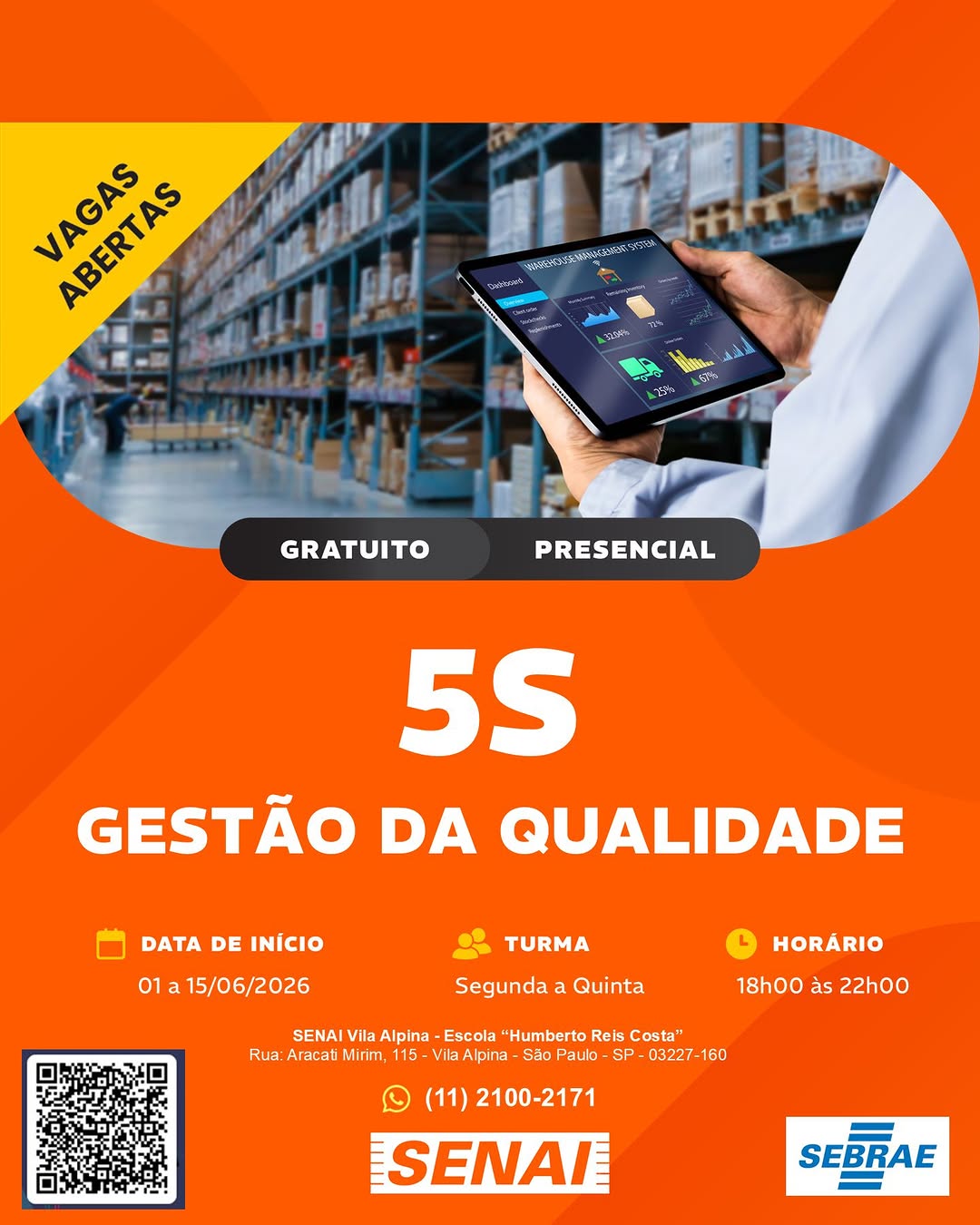 Curso de 5S Gestão da Qualidade — SENAI Vila Alpina, Ipiranga, São Paulo