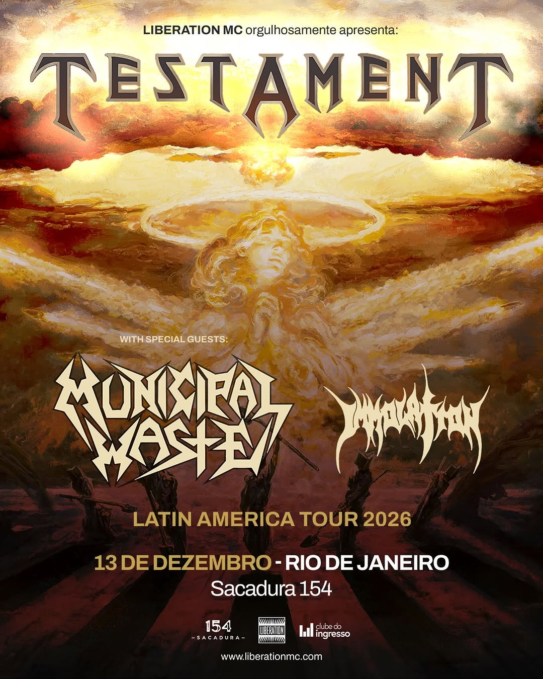 Testament com Municipal Waste e Immolation