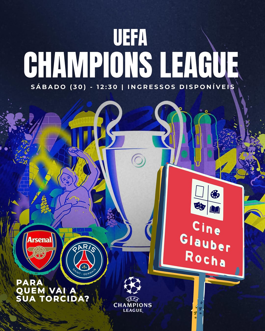 Final da Champions League 2026 — Cine Glauber Rocha, Centro (Praça Castro Alves), Salvador