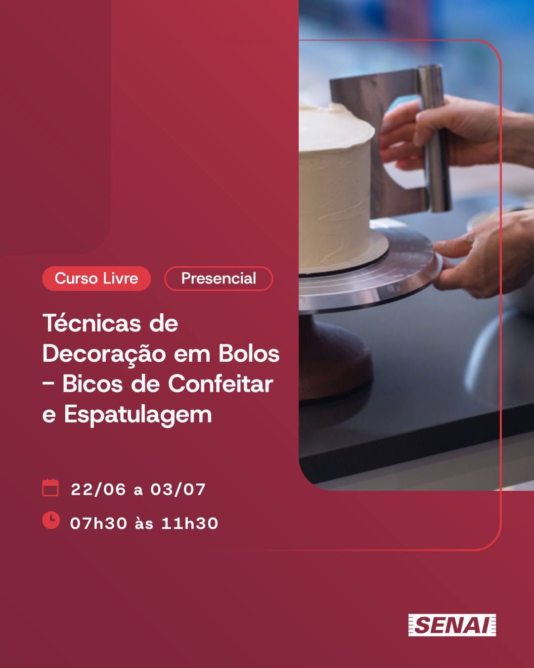 Curso de Técnicas de Decoração em Bolos – Bicos de Confeitar e Espatulagem — SENAI Barra Funda, Barra Funda, São Paulo