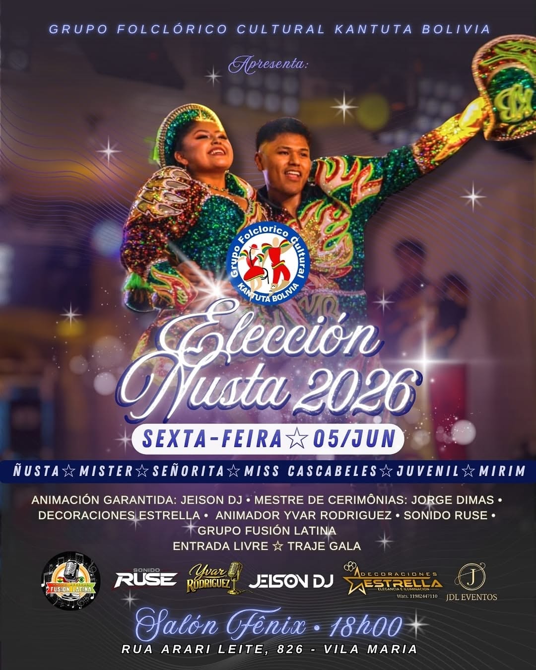 Elección Ñusta y Mister 2026 — Kantuta, Vila Maria, São Paulo