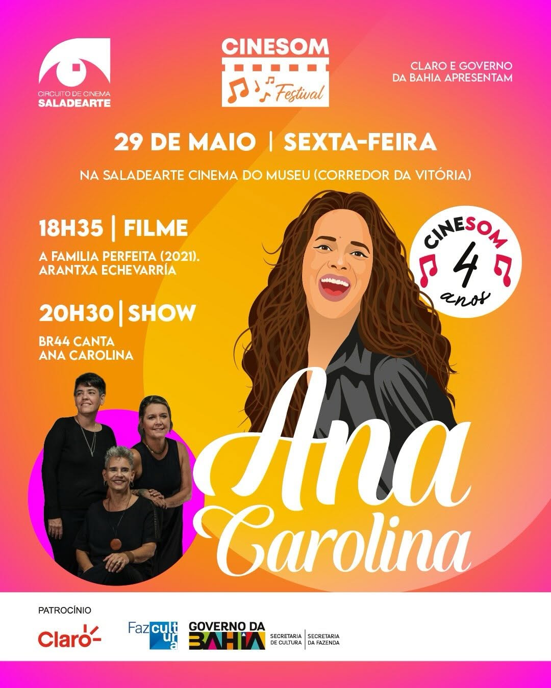 CineSom Festival: Show BR44 canta Ana Carolina — Saladearte - Cine Paseo, Itaigara (Shopping Paseo), Salvador