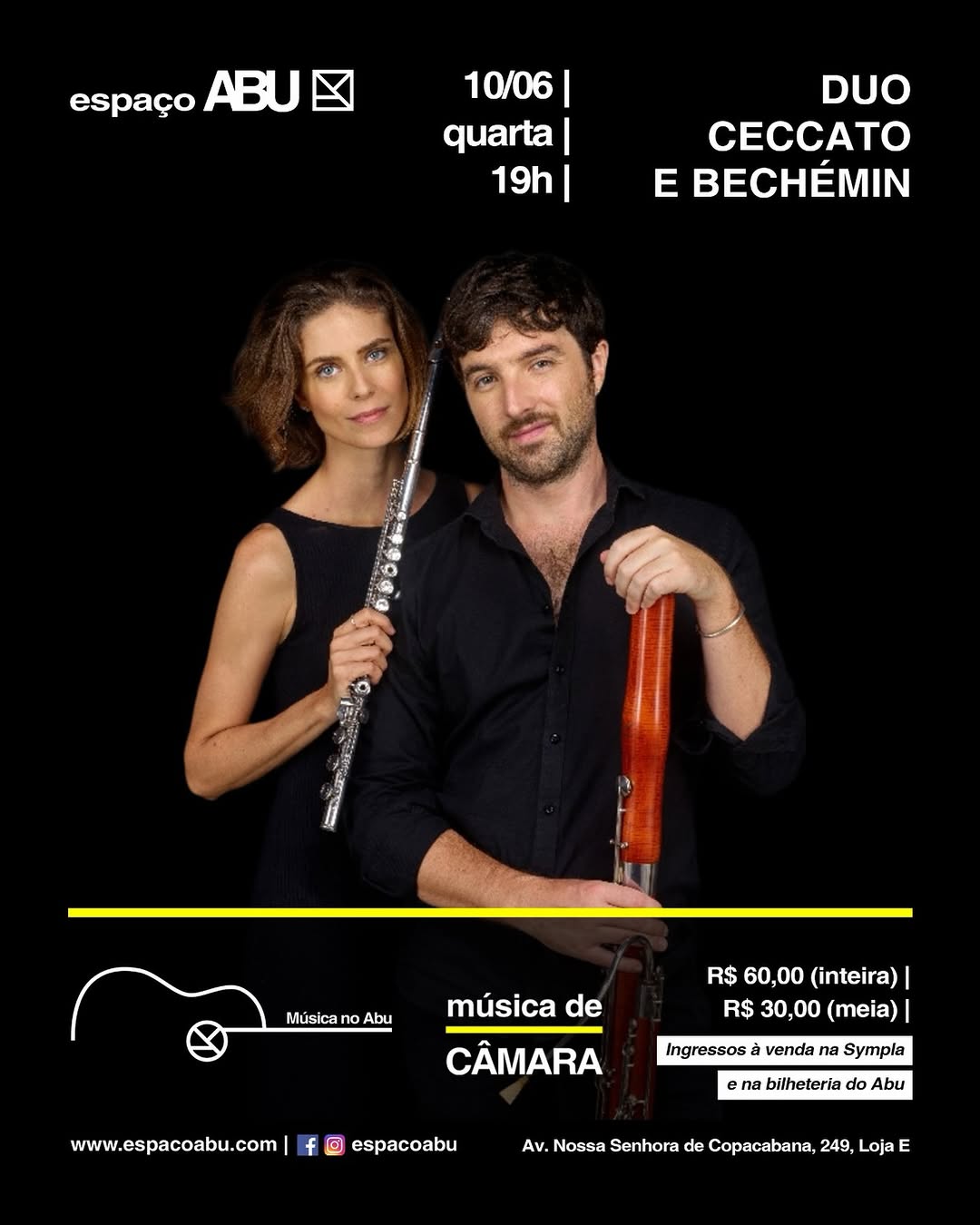Música de Câmara: Duo Ceccato e Béchemin — Espaço Abu, Rio de Janeiro