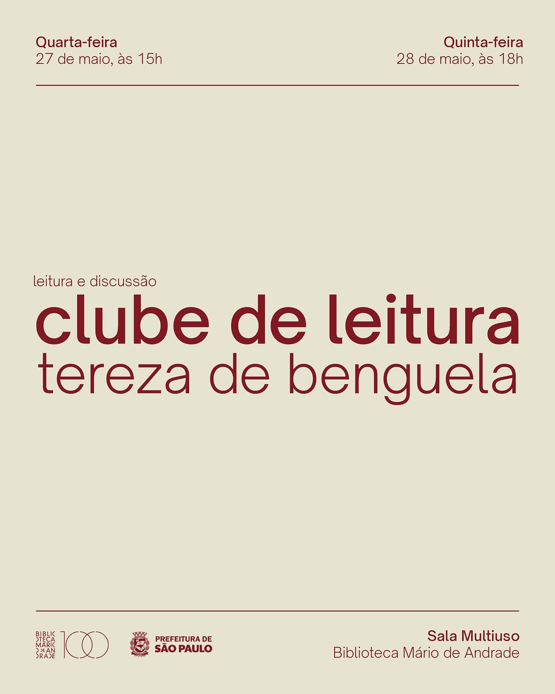 Clube de Leitura Tereza de Benguela — Biblioteca Mário de Andrade, República, São Paulo