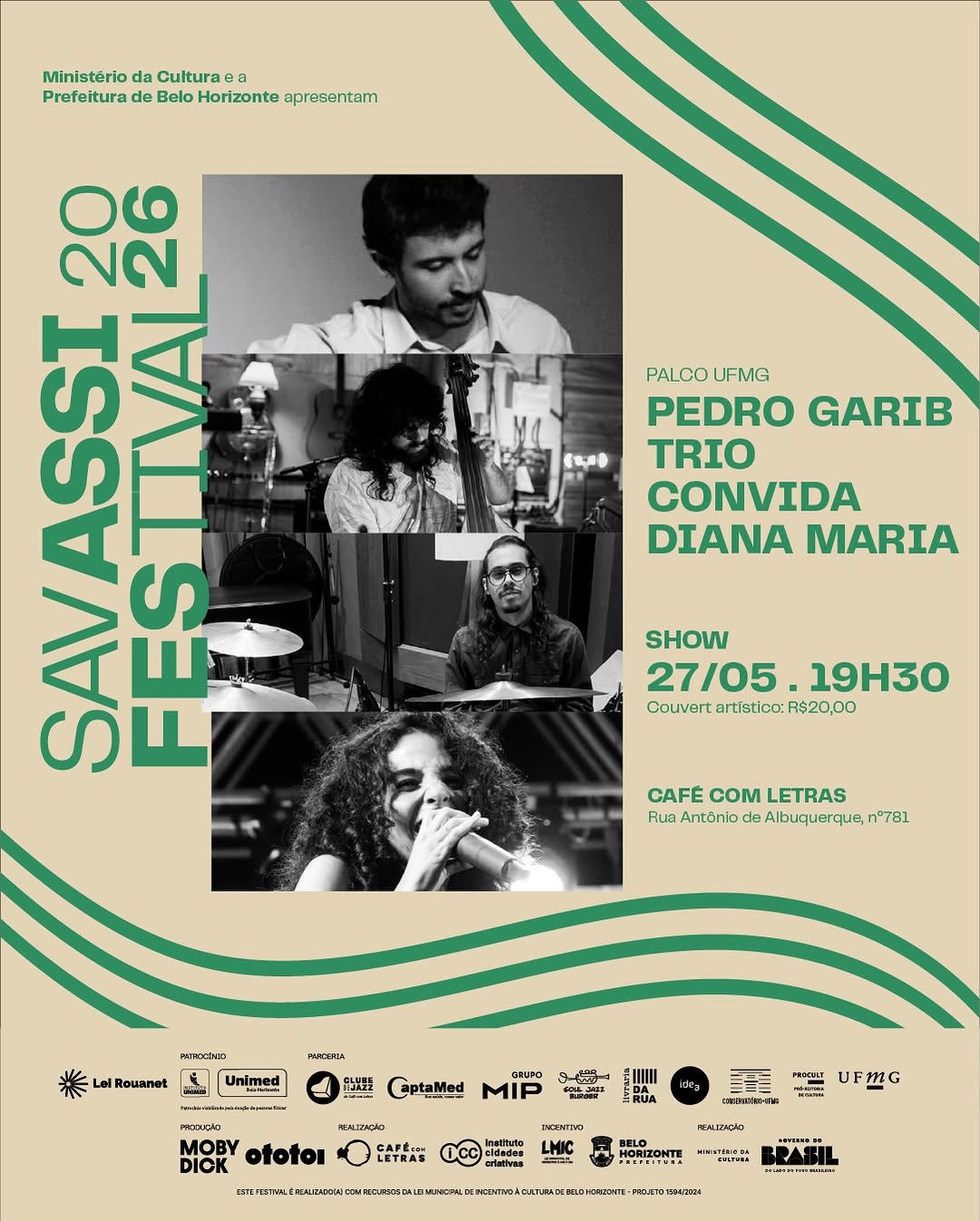 Palco UFMG no Savassi Festival - Pedro Garib Trio convida Diana Maria — Café Com Letras, Savassi, Belo Horizonte