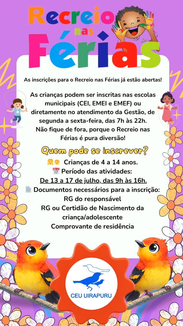 Recreio nas Férias — CEU Uirapuru, Raposo Tavares, São Paulo