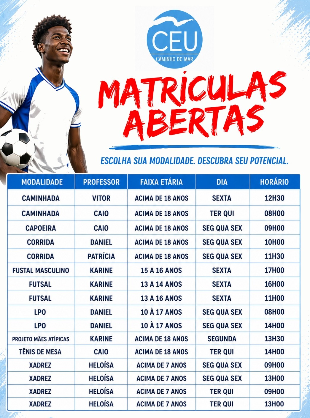 Matrículas Abertas – Núcleo de Esporte — CEU Caminho do Mar, Jabaquara, São Paulo