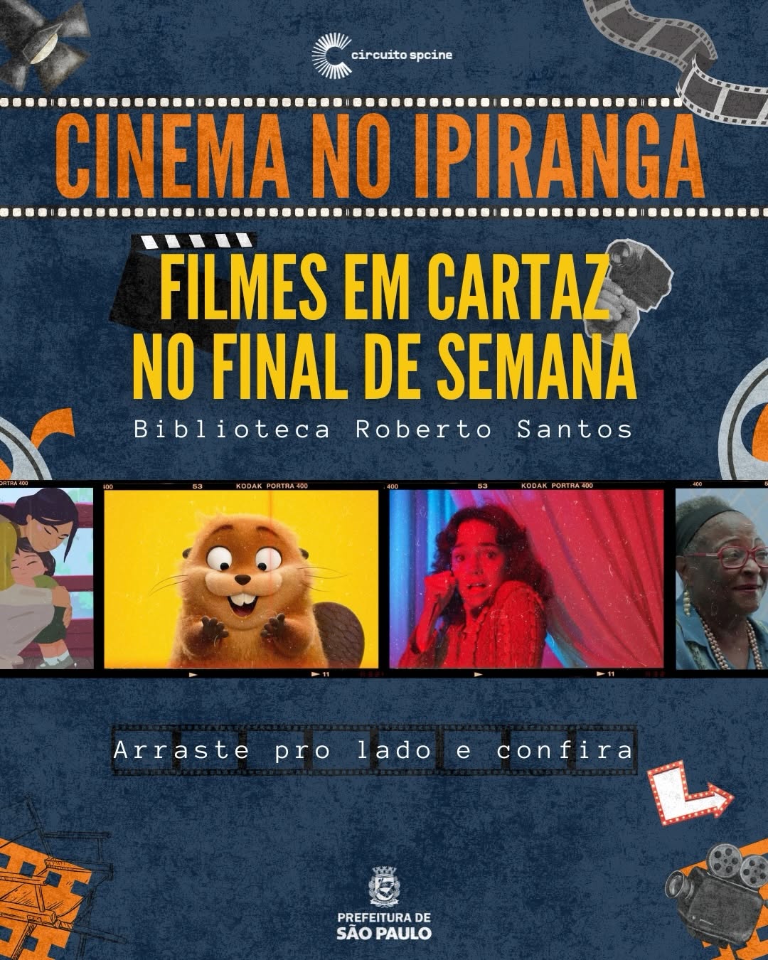 Filmes em cartaz na Biblioteca Roberto Santos