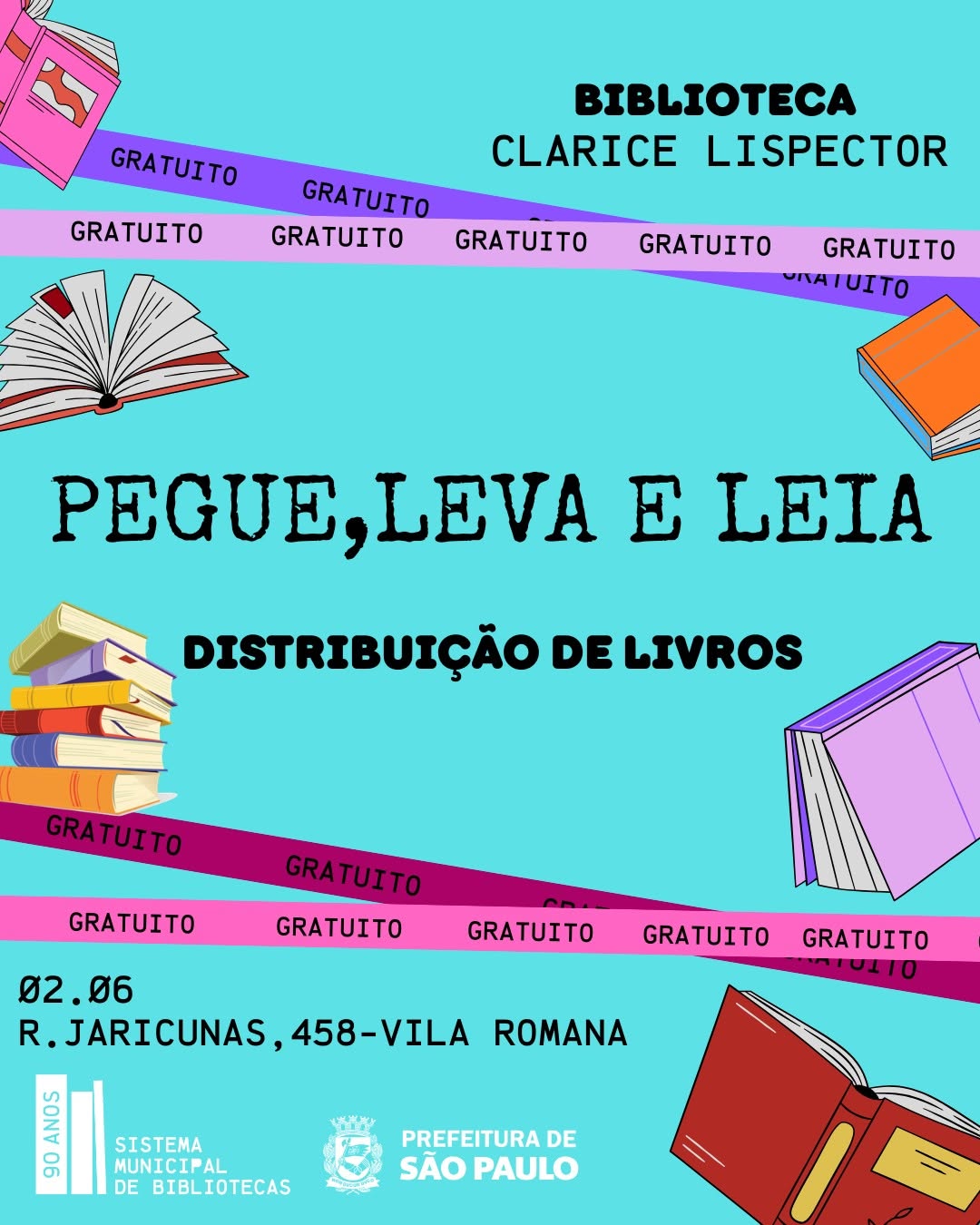 Distribuição Gratuita de Livros na Biblioteca Clarice Lispector — Biblioteca Clarice Lispector, São Paulo