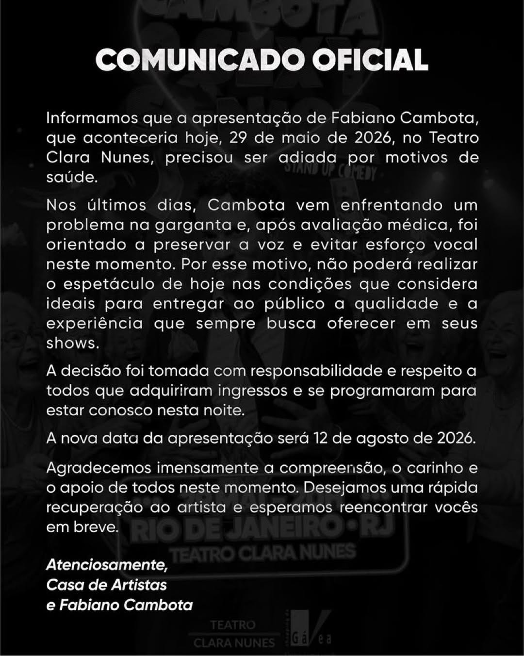Fabiano Cambota — Teatro Clara Nunes, Rio de Janeiro