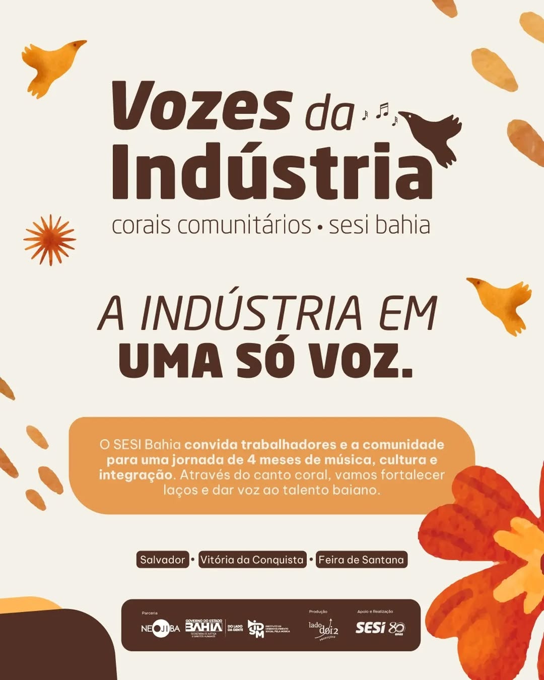 Vozes da Indústria - Inscrições — Centro Cultural SESI Casa Branca, Mangueira, Salvador