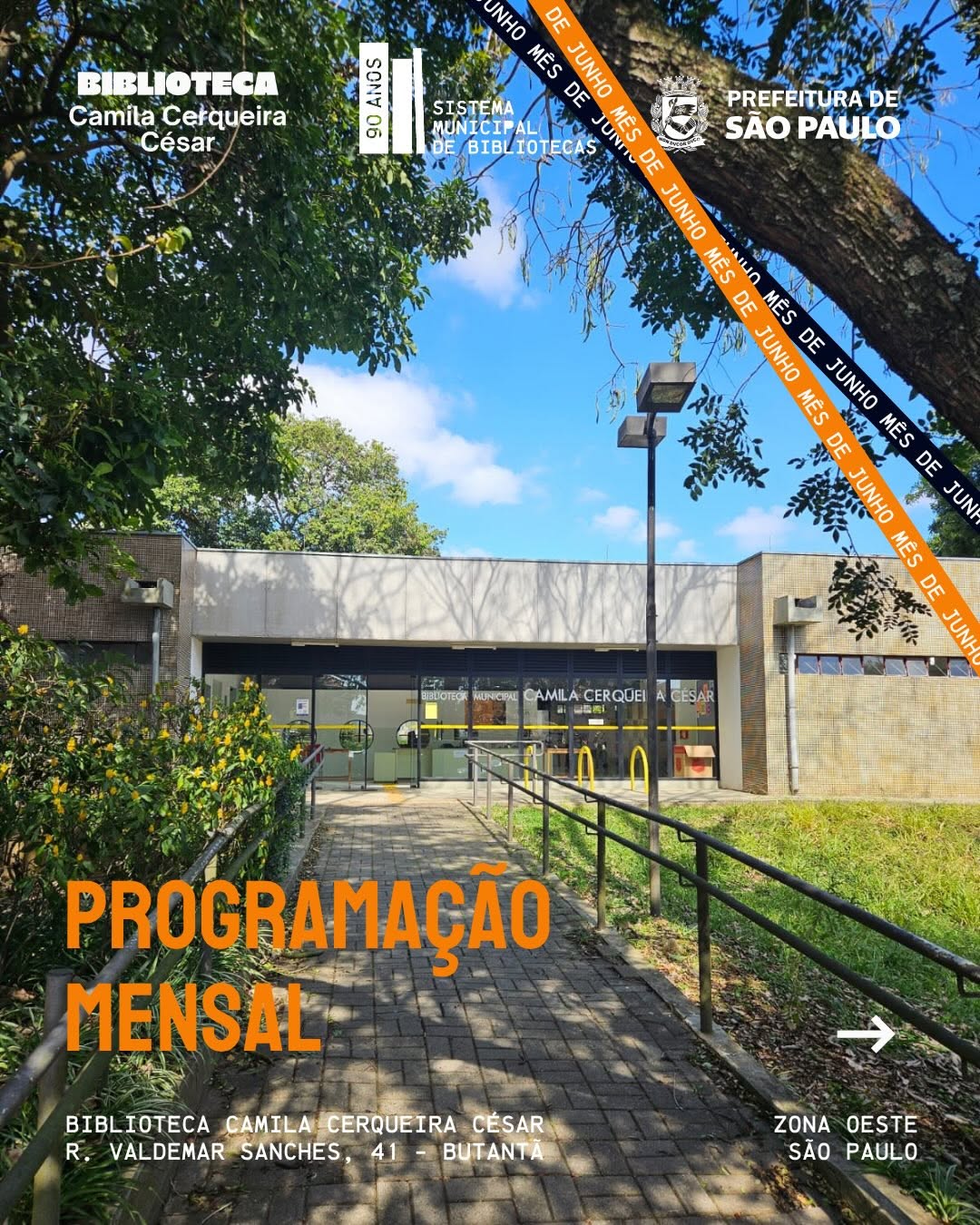 Programação Especial de Junho na Biblioteca Camila Cerqueira César
