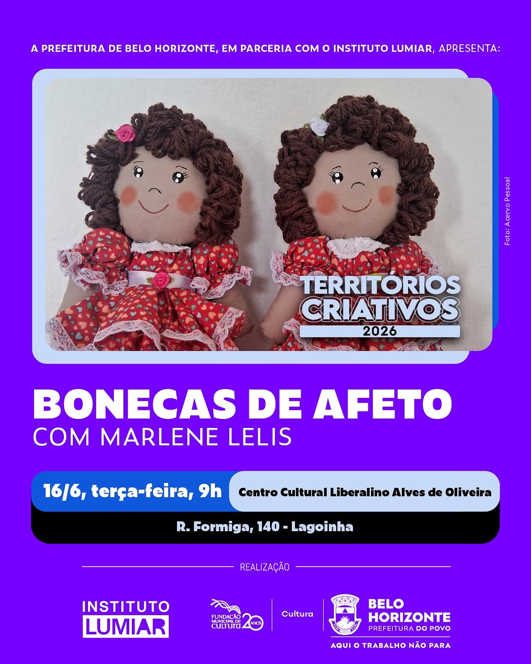 Oficina Bonecas de Afeto — Centro Cultural Liberalino Alves, Mercado da Lagoinha, Belo Horizonte
