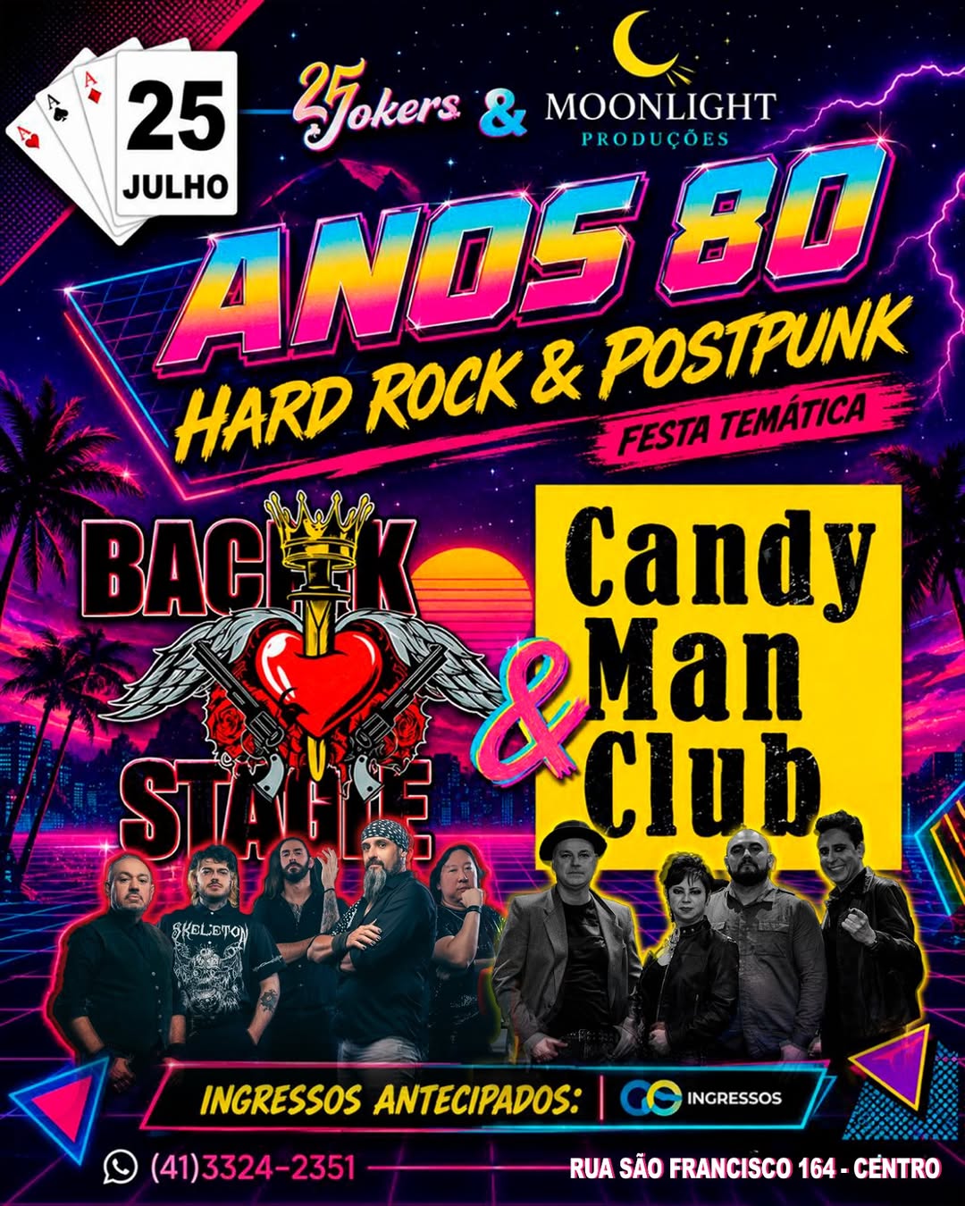 Anos 80 Hard Rock & Post-Punk com Backstage e Candyman Club — Jokers Pub, Centro, Curitiba