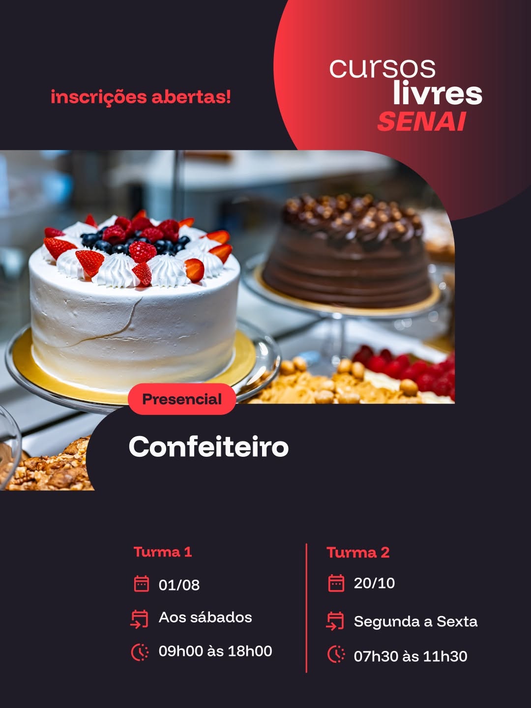 Curso de Confeiteiro – Turma 1 — SENAI Barra Funda, Barra Funda, São Paulo