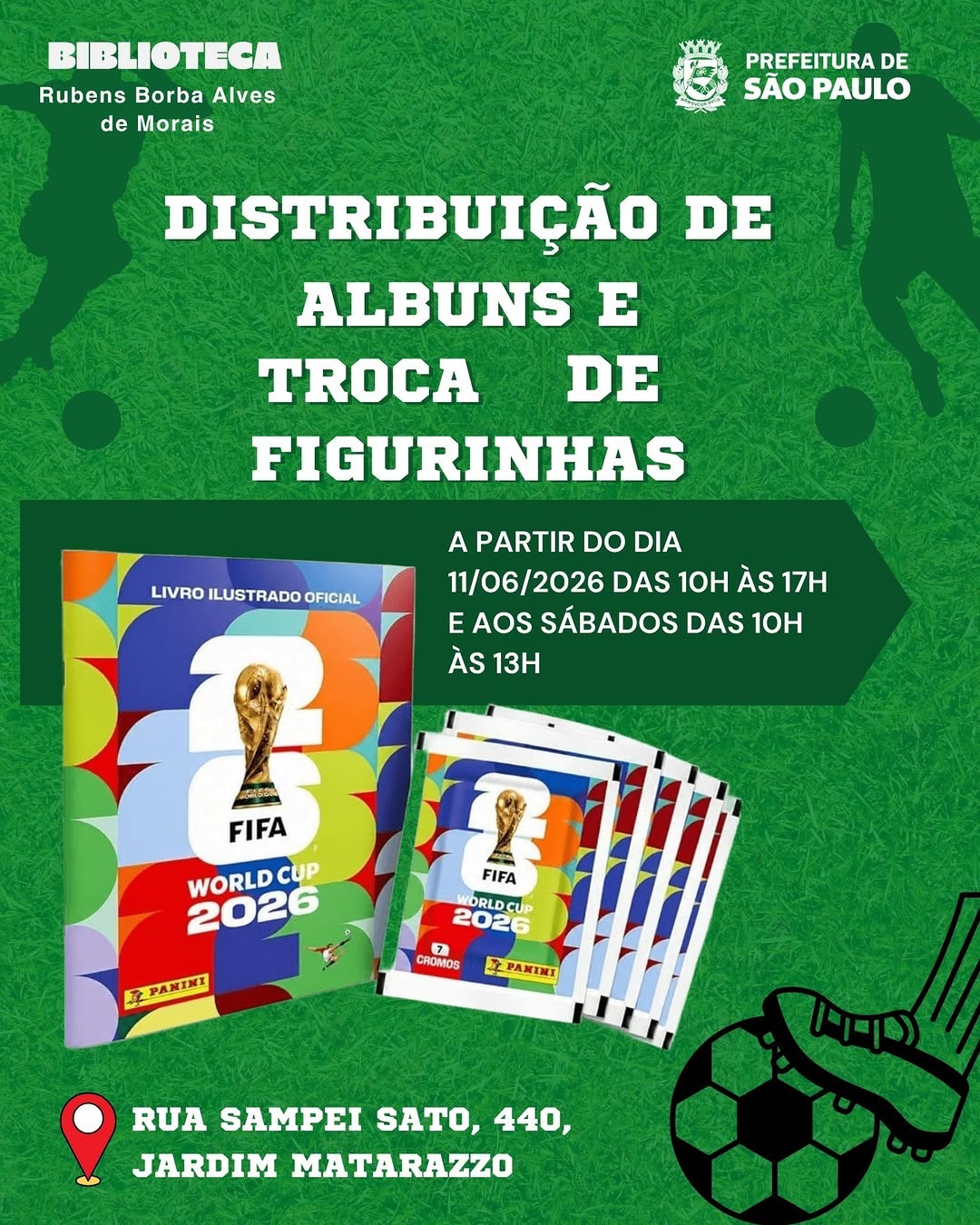 Retirada de álbum da copa e troca de figurinhas — Biblioteca Pública Municipal Rubens Borba Alves de Morais, Ermelino Matarazzo, São Paulo
