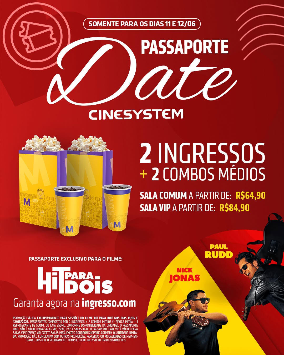 Passaporte Date VIP - Hit para Dois — Cinesystem Botafogo, Botafogo, Rio de Janeiro
