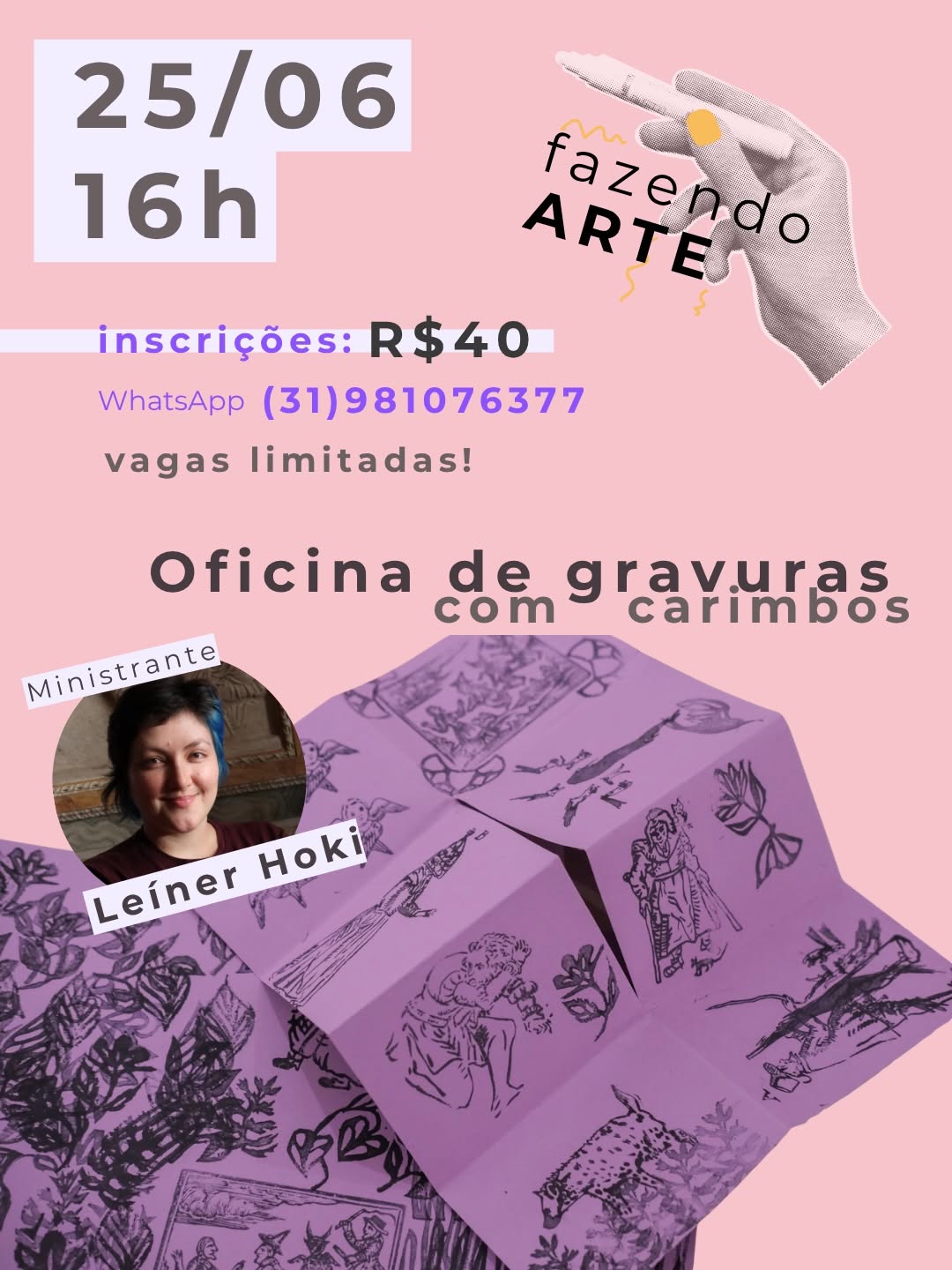 Fazendo Arte! - Oficina de Gravura com Leíner Hoki — Livraria Contraponto, Savassi, Belo Horizonte