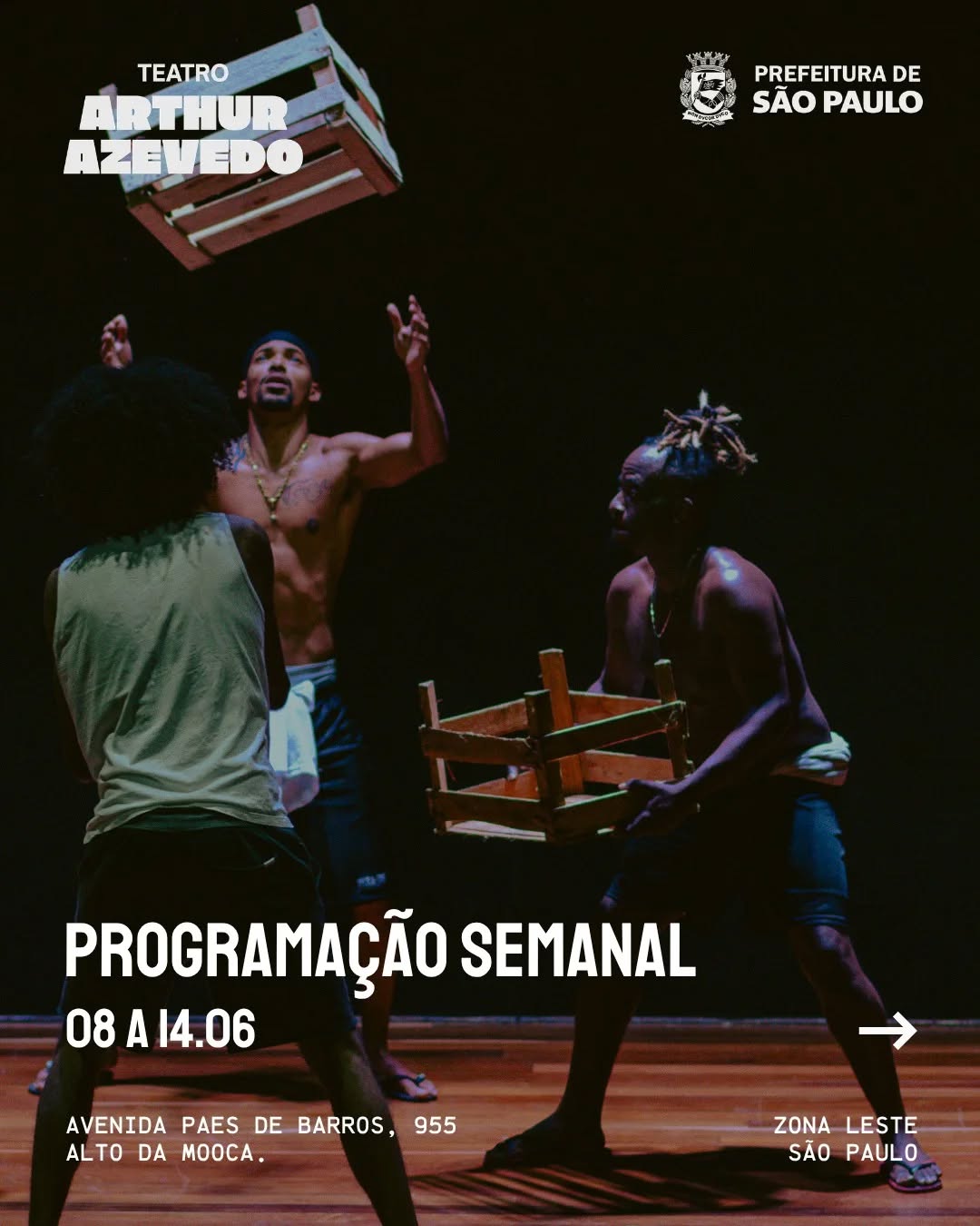 Programação Semanal | 08 a 14.06 — Teatro Arthur Azevedo, Mooca, São Paulo