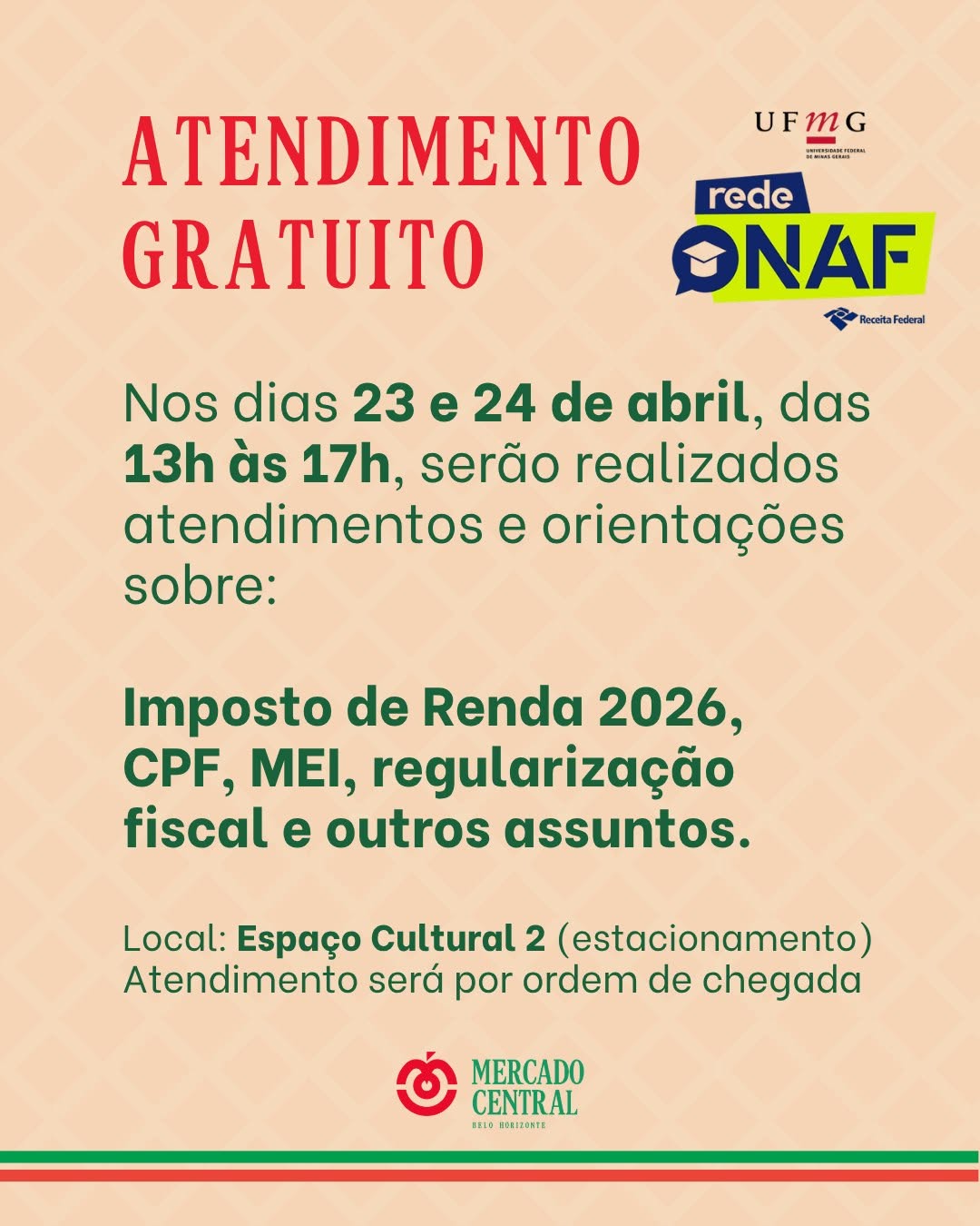 Atendimentos gratuitos do NAF/UFMG
