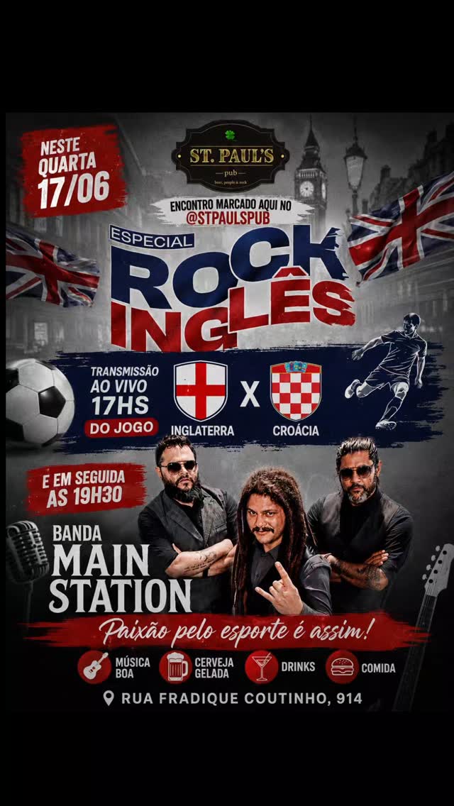 Inglaterra x Croácia ao vivo — St. Paul's Pub, Pinheiros, São Paulo