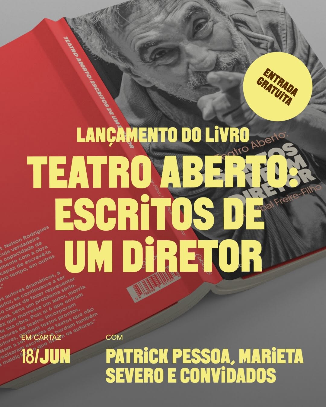 Lançamento de Teatro Aberto: escritos de um diretor — Instituto Brasileiro de Teatro, Bela Vista, São Paulo