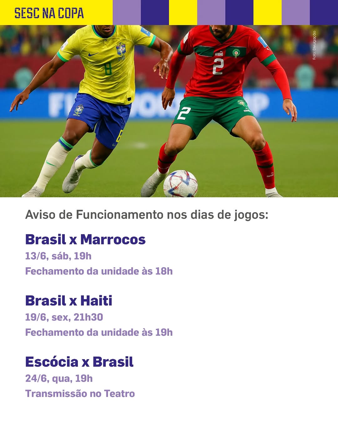 Transmissão Escócia X Brasil — Sesc Santana, Santana, São Paulo