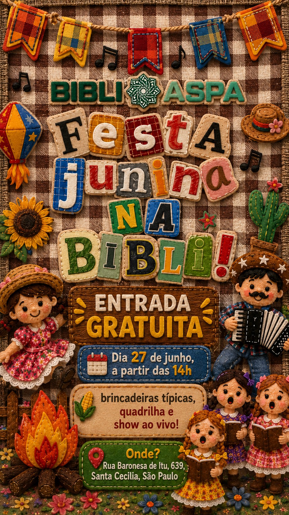 Festa Junina na Bibli — BibliASPA - Biblioteca Centro de Pesquisa América do Sul Paises Árabes África, Santa Cecília, São Paulo