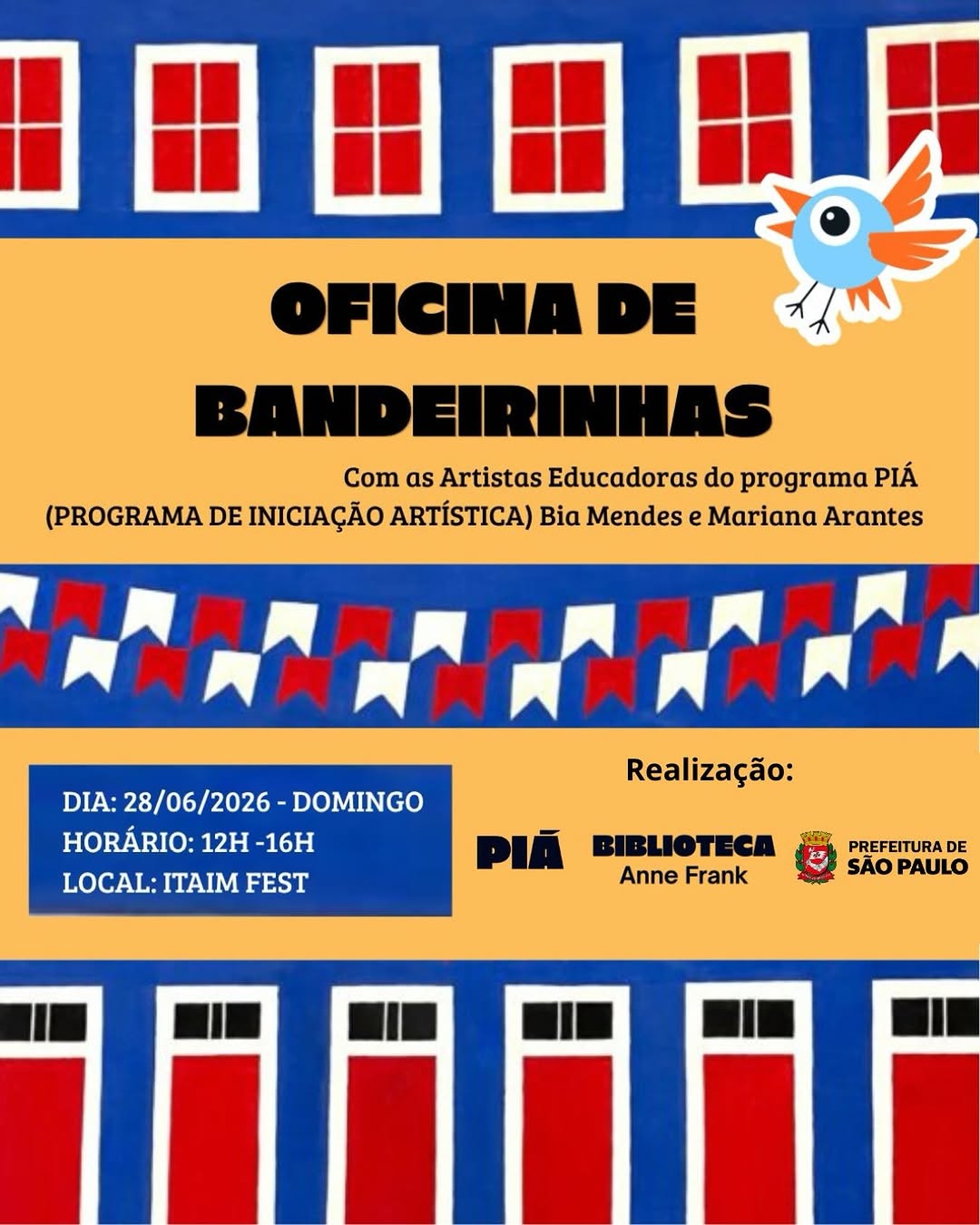 ITAIM FEST - Oficina de Bandeirinhas — Biblioteca Anne Frank, Itaim Bibi, São Paulo