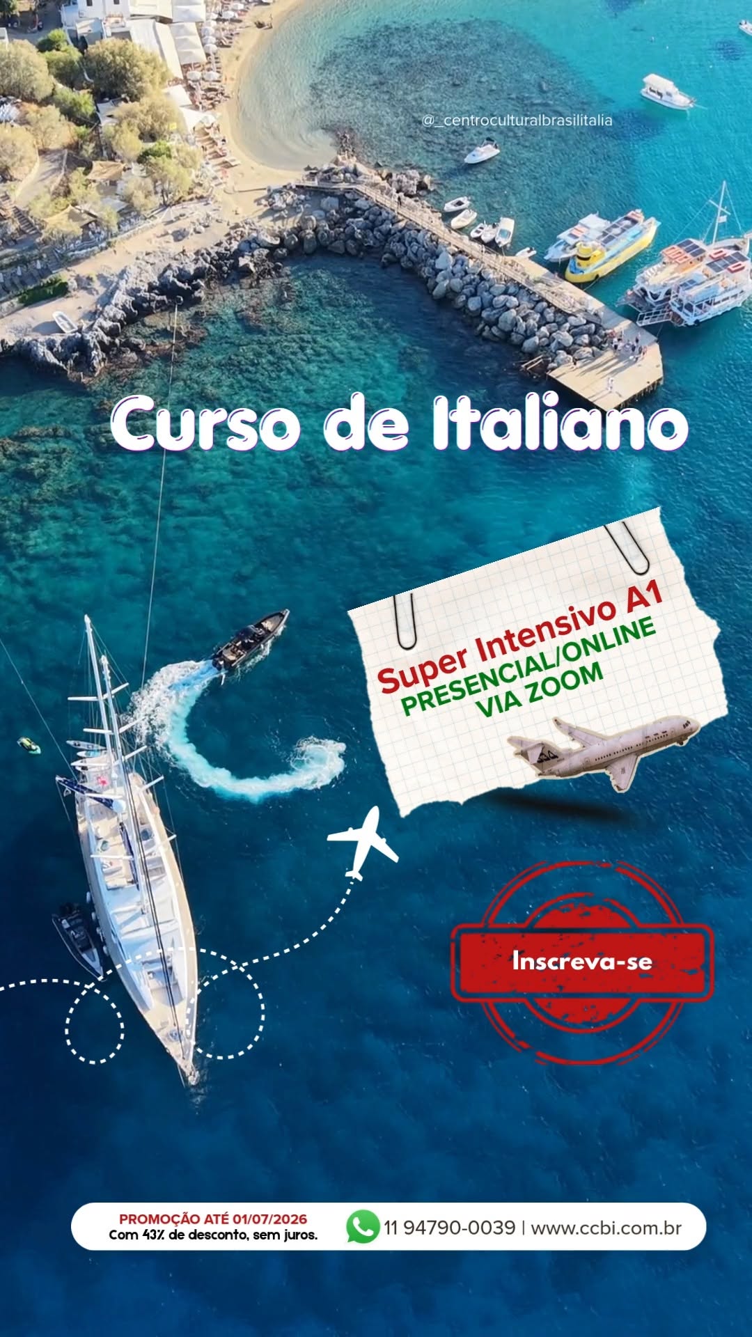 Curso Super Intensivo A1 de Italiano — Centro Cultural Brasil Itália, Vila Mariana, São Paulo