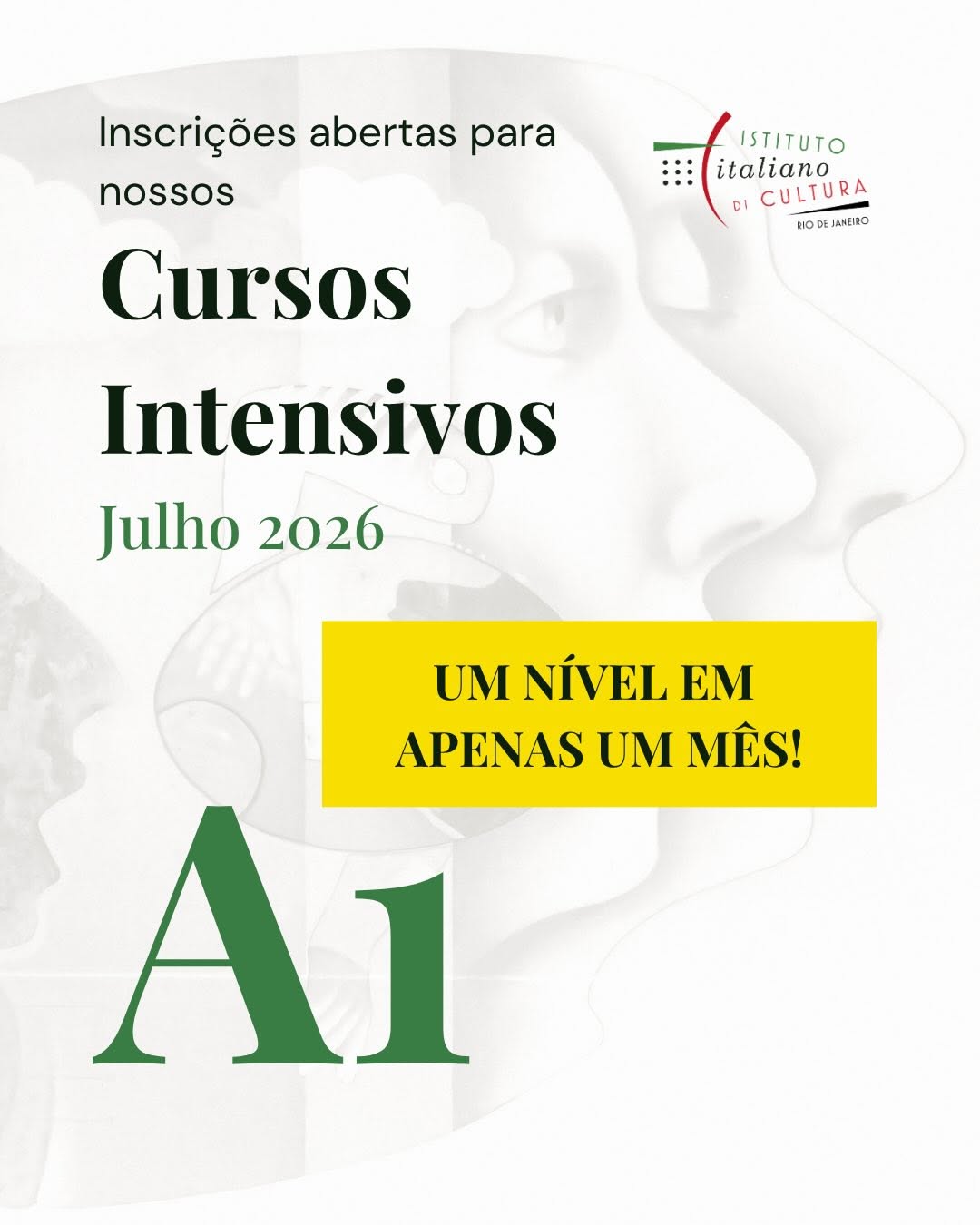 Cursos Intensivos de Italiano – Nível A1 — Istituto Italiano di Cultura, Centro, Rio de Janeiro