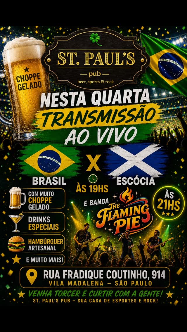 Brasil x Escócia - Copa do Mundo — St. Paul's Pub, Pinheiros, São Paulo