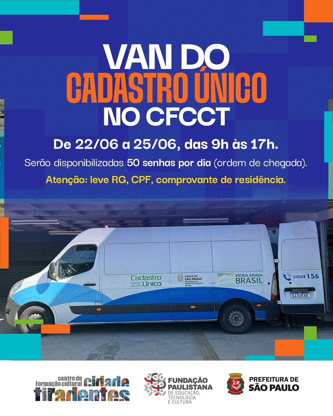 Van do Cadastro Único no CFCCT — Centro de Formação Cultural CT, Cidade Tiradentes, São Paulo