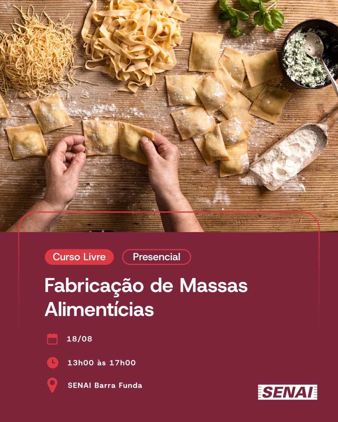 Curso de Fabricação de Massas Alimentícias — SENAI Barra Funda, Barra Funda, São Paulo