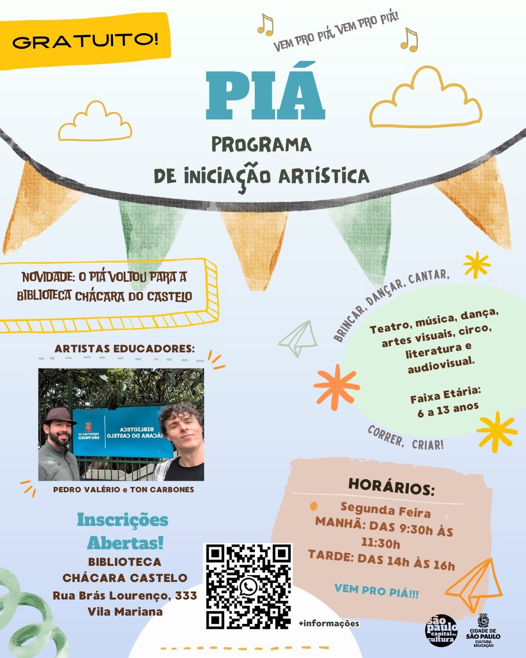 PIÁ - Programa de Iniciação Artística — Biblioteca Chácara do Castelo, Vila Mariana, São Paulo