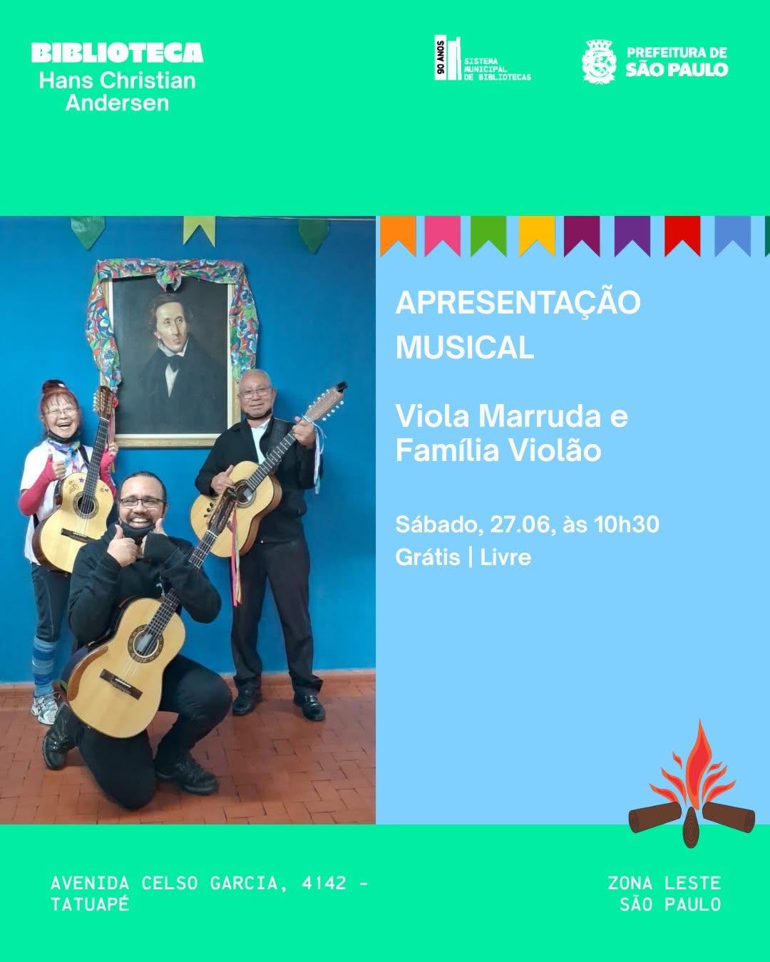 FLiHans Junina com Viola Marruda e Família Violão — Biblioteca Hans C. Andersen, Tatuapé, São Paulo