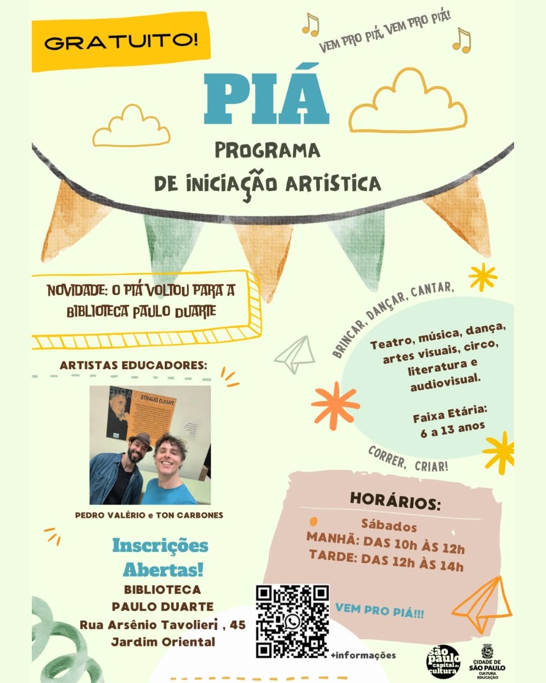 PIA - Programa de Iniciação Artística para Crianças — Biblioteca Paulo Duarte, Jabaquara, São Paulo