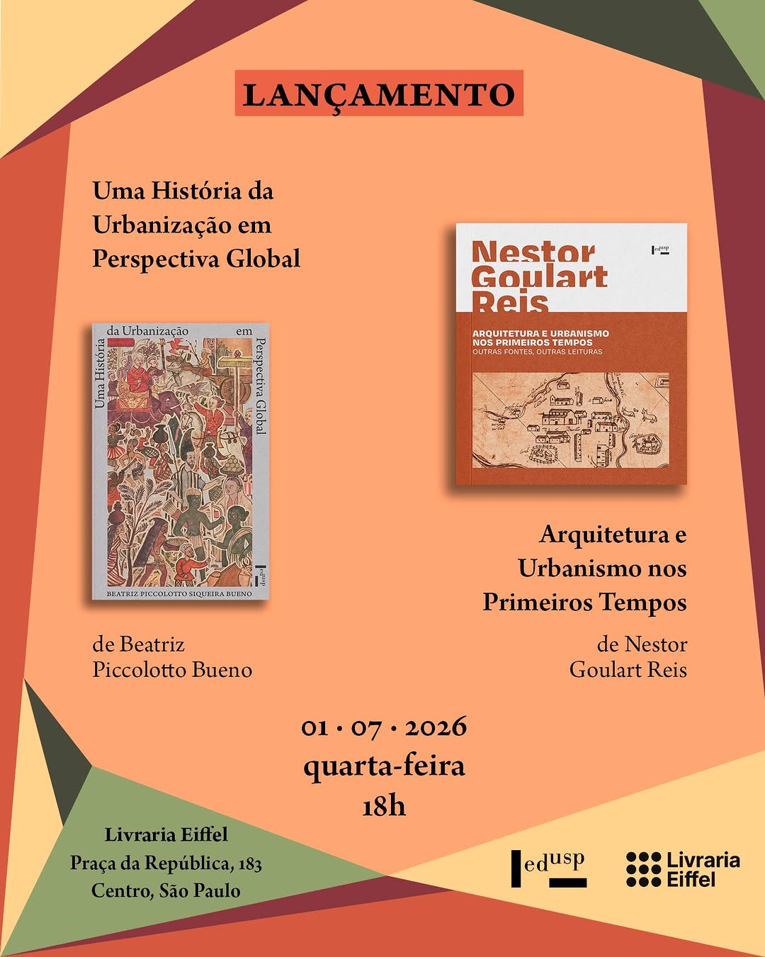 Lançamento de Uma História da Urbanização em Perspectiva Global — Edusp – Editora da Universidade de Sao Paulo, Butantã, São Paulo