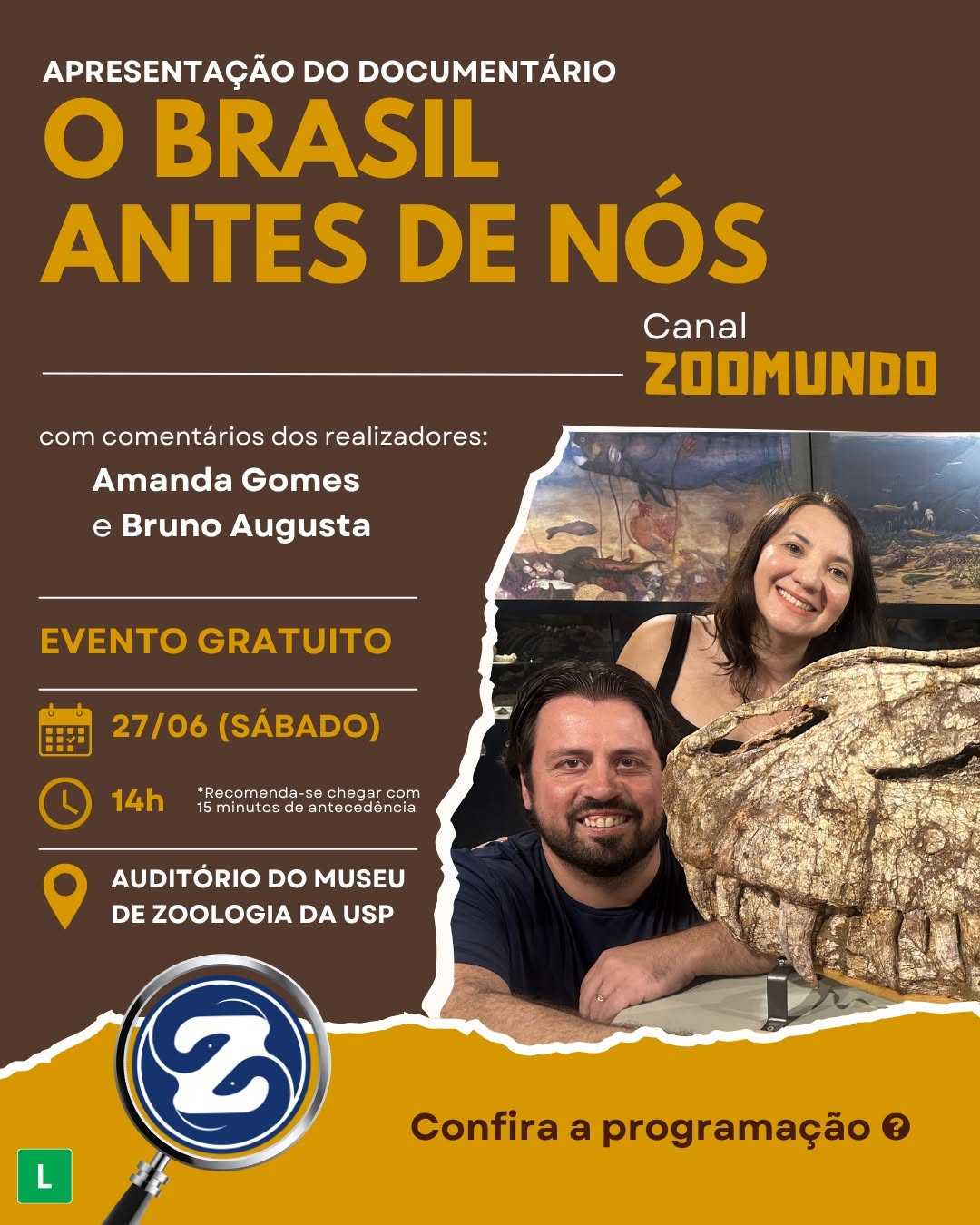 O Brasil antes de nós - Exibição do documentário — Museu de Zoologia, Ipiranga, São Paulo