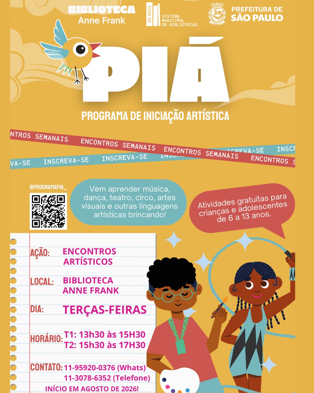 PIÁ - Programa de Iniciação Artística — Biblioteca Anne Frank, Itaim Bibi, São Paulo