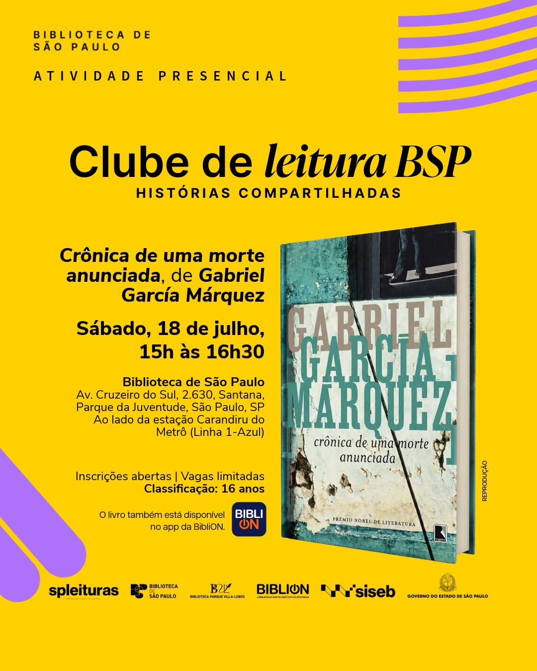 Clube de Leitura BSP: Histórias compartilhadas – Crônica de uma Morte Anunciada — Biblioteca de São Paulo, Santana, São Paulo