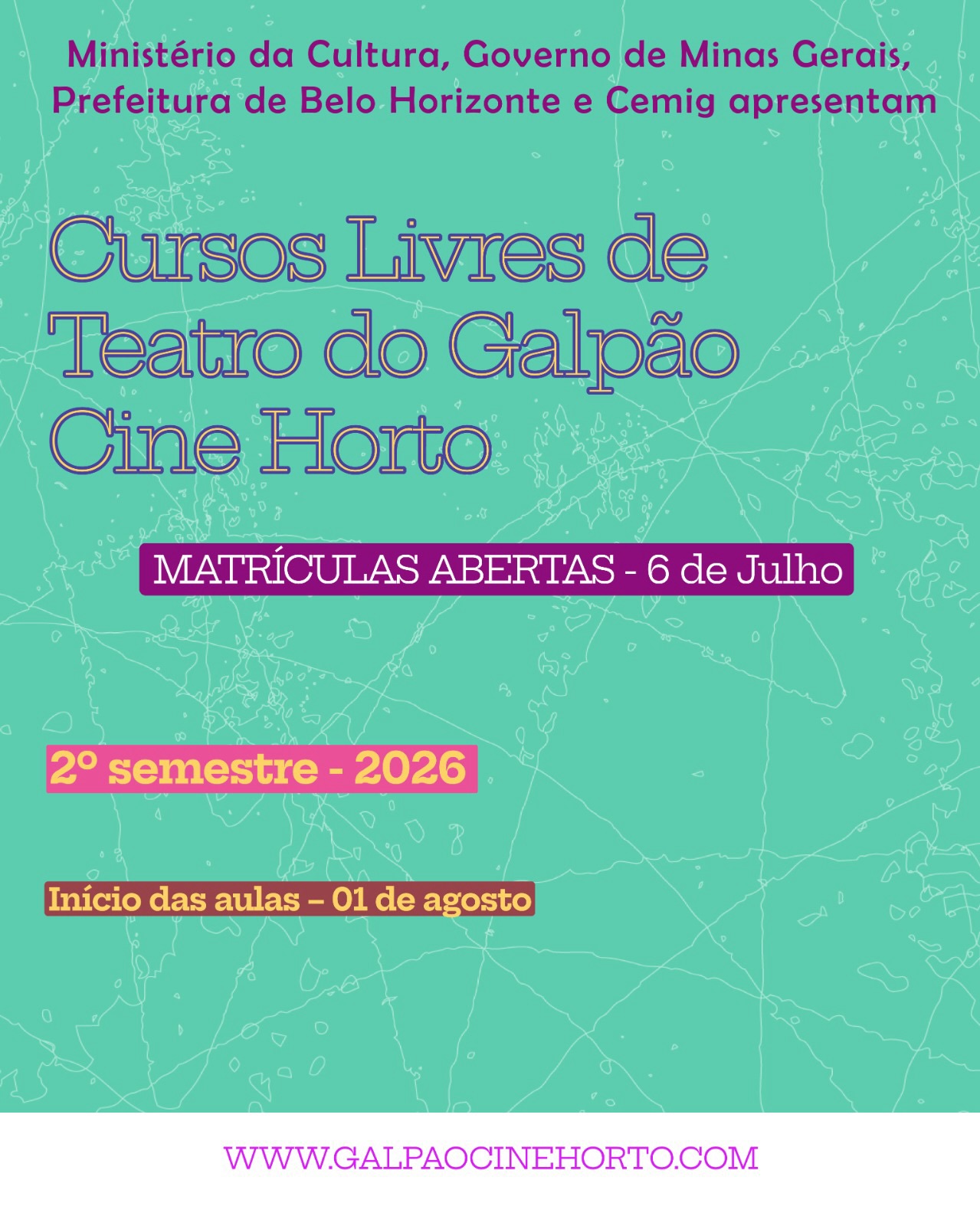 Início das Aulas Cursos Livres de Teatro 2º Semestre 2026