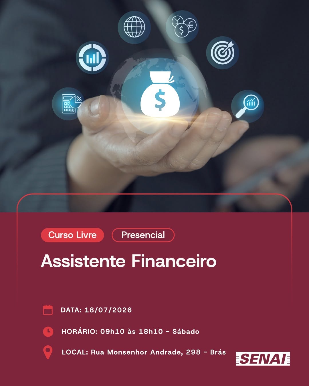 Curso de Assistente Financeiro — Escola SENAI Roberto Simonsen, Brás, São Paulo