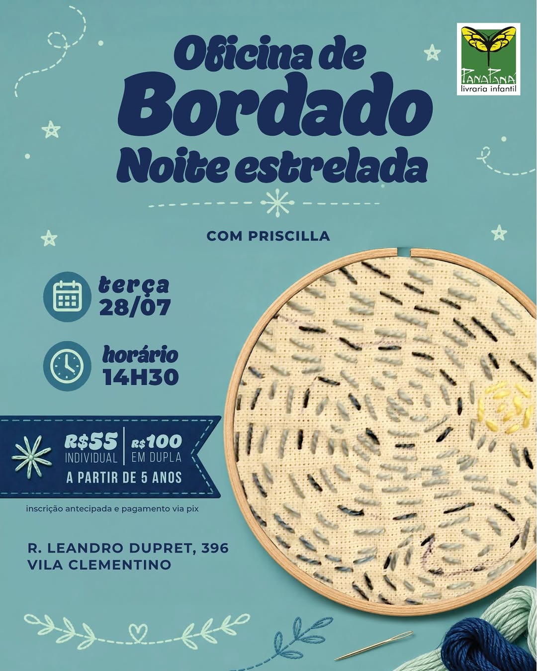Oficina de Bordado – Noite Estrelada