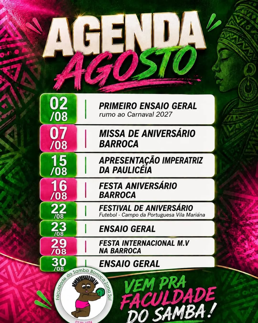 Ensaio Geral Rumo ao Carnaval 2027 — Barroca Zona Sul, Jabaquara, São Paulo