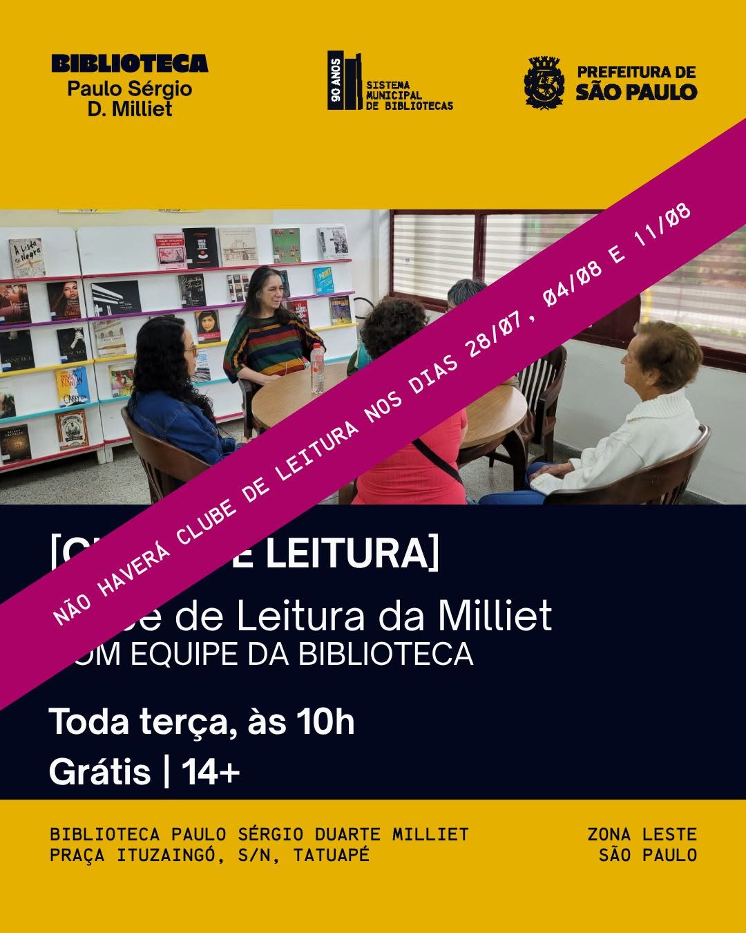 Clube de Leitura — Biblioteca P. Paulo S. D. Milliet, Água Rasa, São Paulo