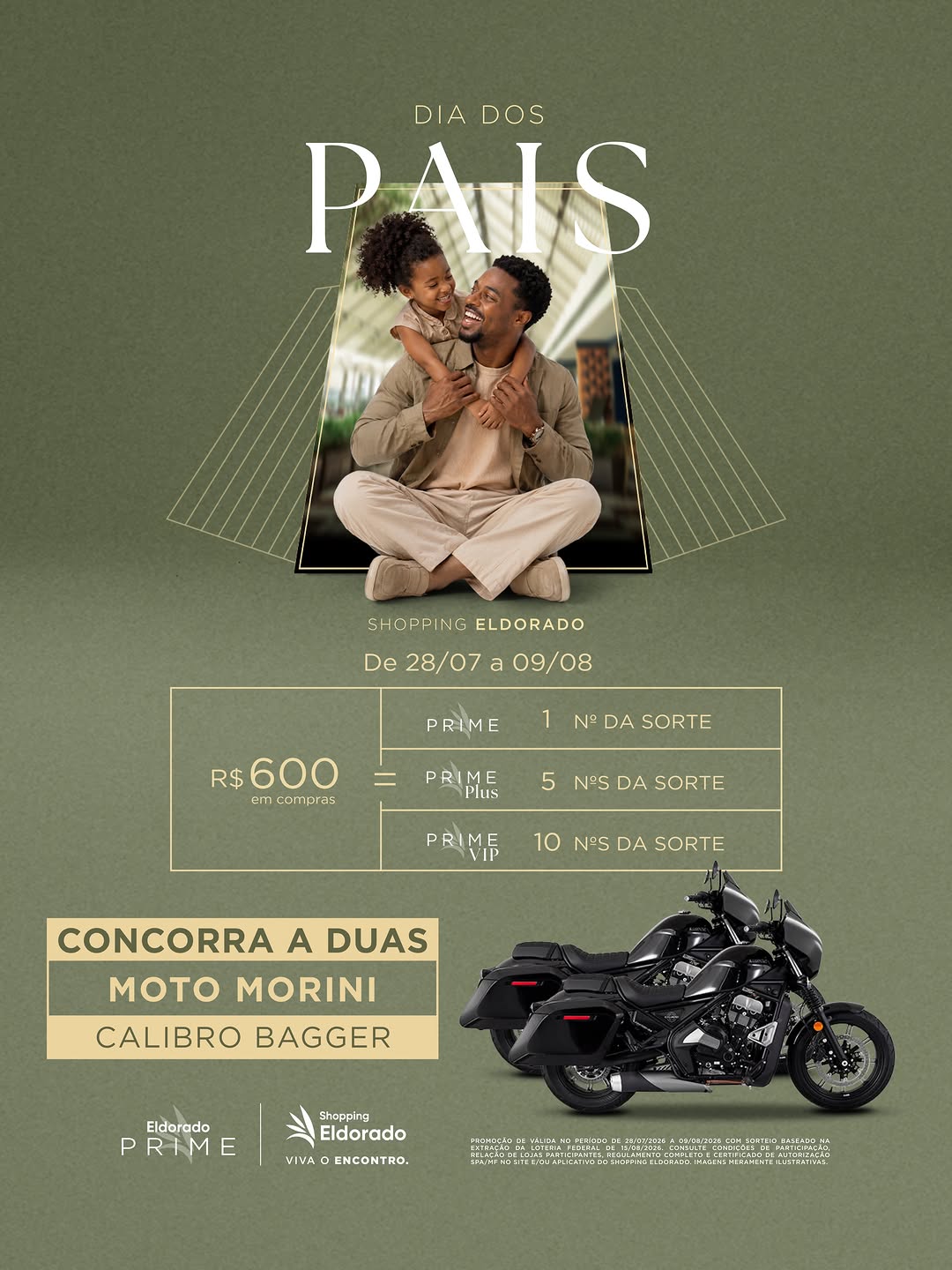 Promoção de Dia dos Pais - Sorteio Moto Morini Calibro Bagger — Shopping Eldorado, Pinheiros, São Paulo