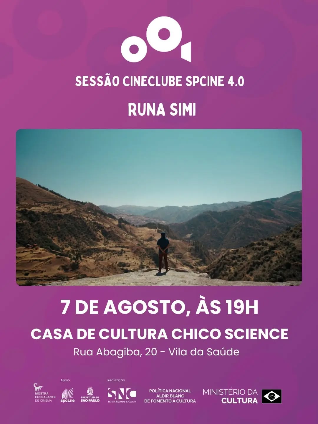 Cineclube Spcine: Runa Simi — Casa de Cultura Municipal Chico Science, Jabaquara, São Paulo